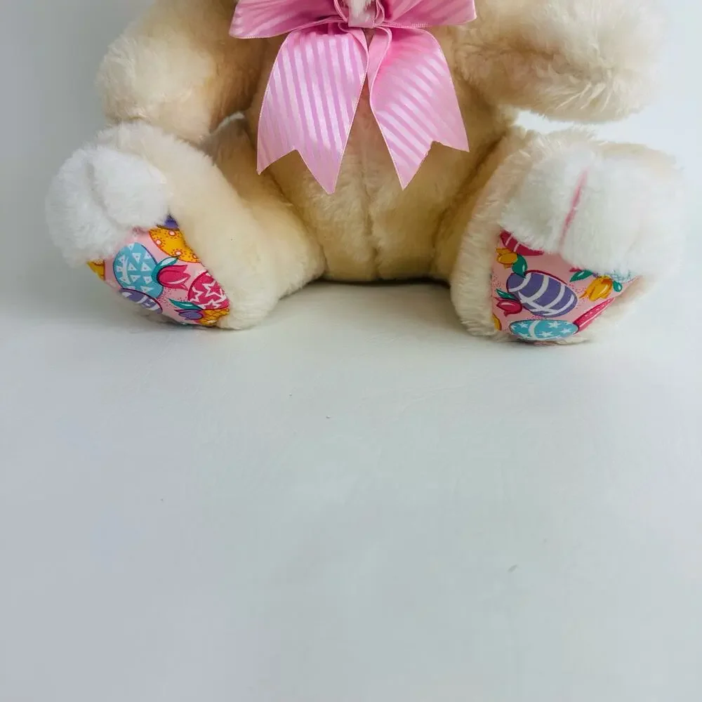 Cuddle Wit Bunny Rabbit Plush Stuffed‎ Animal Tan White Pink Bow Egg Print 15”